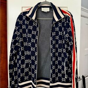 Gucci Navy Blue GG Logo Jacket